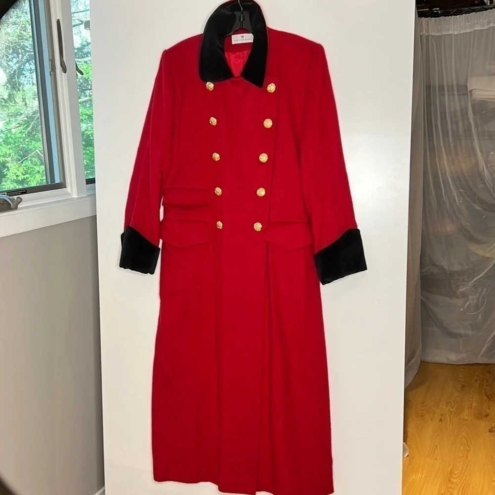 Loro Piana Sz 10 For Saks Fifth Ave Long Red Lambswool Coat